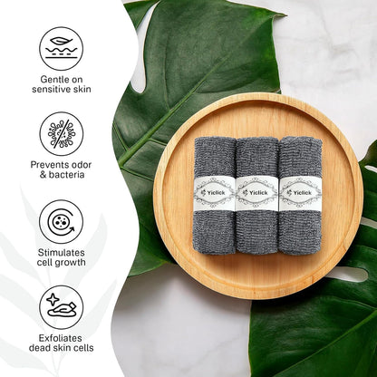 Yiclick Peeling-Waschlappen, Peeling-Körperbürste, Rückenbürste für Dusche und Bad, afrikanischer Netzschwamm Luffa-Körperpeeling, Peeling-Tuchbürstenhandschuhe für Frauen (Grau)