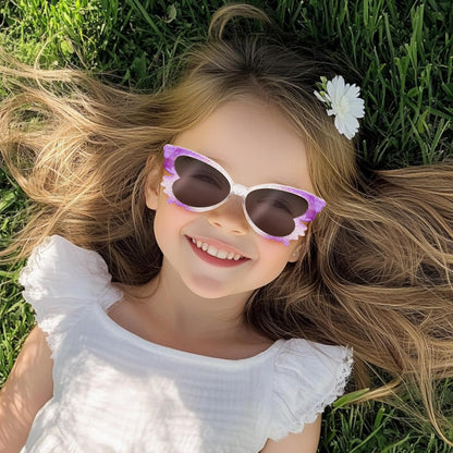 PinkSheep Sonnenbrille für Mädchen, polarisierte Sonnenbrille für Babys und Kinder mit Etui, Einhorn, Oval, Katzen, Herzbrillen, UV400-Schutz
