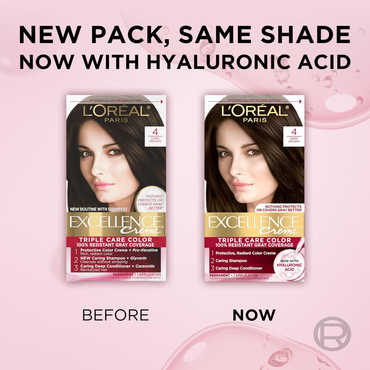 L'Oréal Paris Excellence Crème Permanente Haarfarbe, dreifache Pflegehaarfarbe mit Hyaluronsäure für 100% Grauabdeckung, 4AR Dunkles Schokobraun, 1 Packung (Verpackung kann variieren)