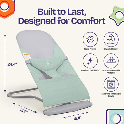 ComfyBumpy Ergonomische Babywippe – Inklusive Reise-Tragetasche – Sichere, tragbare Wippe mit verstellbarer Höhe – Babywippe, perfekt für Neugeborene (Grau)