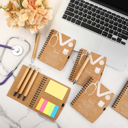 Jetec 48 Set 2026 CNA Week Gifts Bulk Nurse Appreciation Gift Set Small Inspirational Kraft Spiral Nursing Notebooks with Sticky Notes Pens for Healthcare Medical Hospital Coworker Staff Office