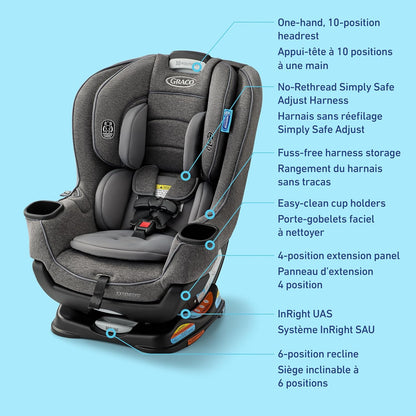 Graco Extend2Fit Kindersitz, 2-in-1 vorwärts- und rückwärtsgerichteter Babysitz, 1,8-30 kg (4-65 lb), Carter