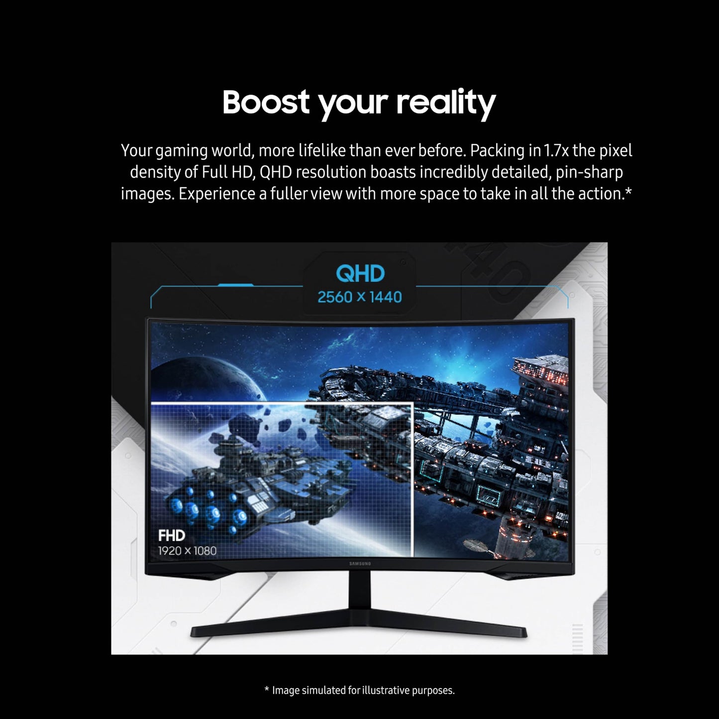 SAMSUNG 32" Odyssey G55C Series QHD 1000R Curved Gaming Monitor, 1ms(MPRT), HDR10, 165Hz, AMD Radeon FreeSync, Eye Care, Glare Free, Sharp Resolution LS32CG550ENXZA