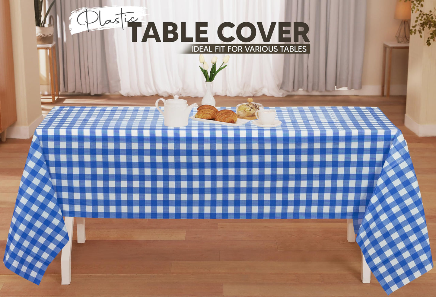 Utopia Kitchen Einweg-Tischdecke aus Kunststoff (12er Pack – 137x274 cm) Weiß Rechteckige Tischdecke Wasserdicht Schmutzabweisend Party-Tischdecke