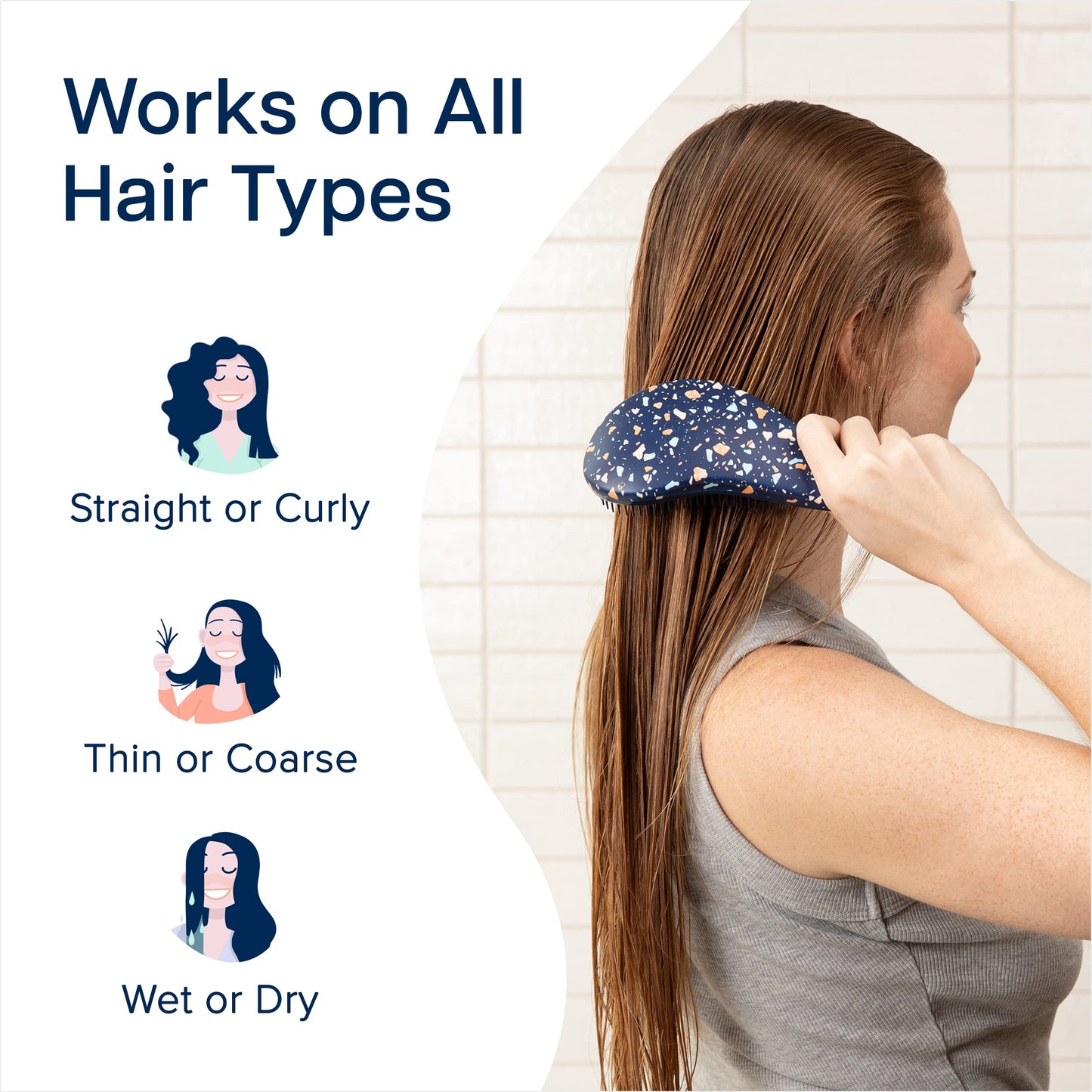 Crave Naturals Glide Thru Entwirrbürste für Erwachsene und Kinder. Entwirrbürste für natürliches, lockiges, glattes, nasses oder trockenes Haar. Haarbürsten für Frauen. Stylingbürste (Blau)
