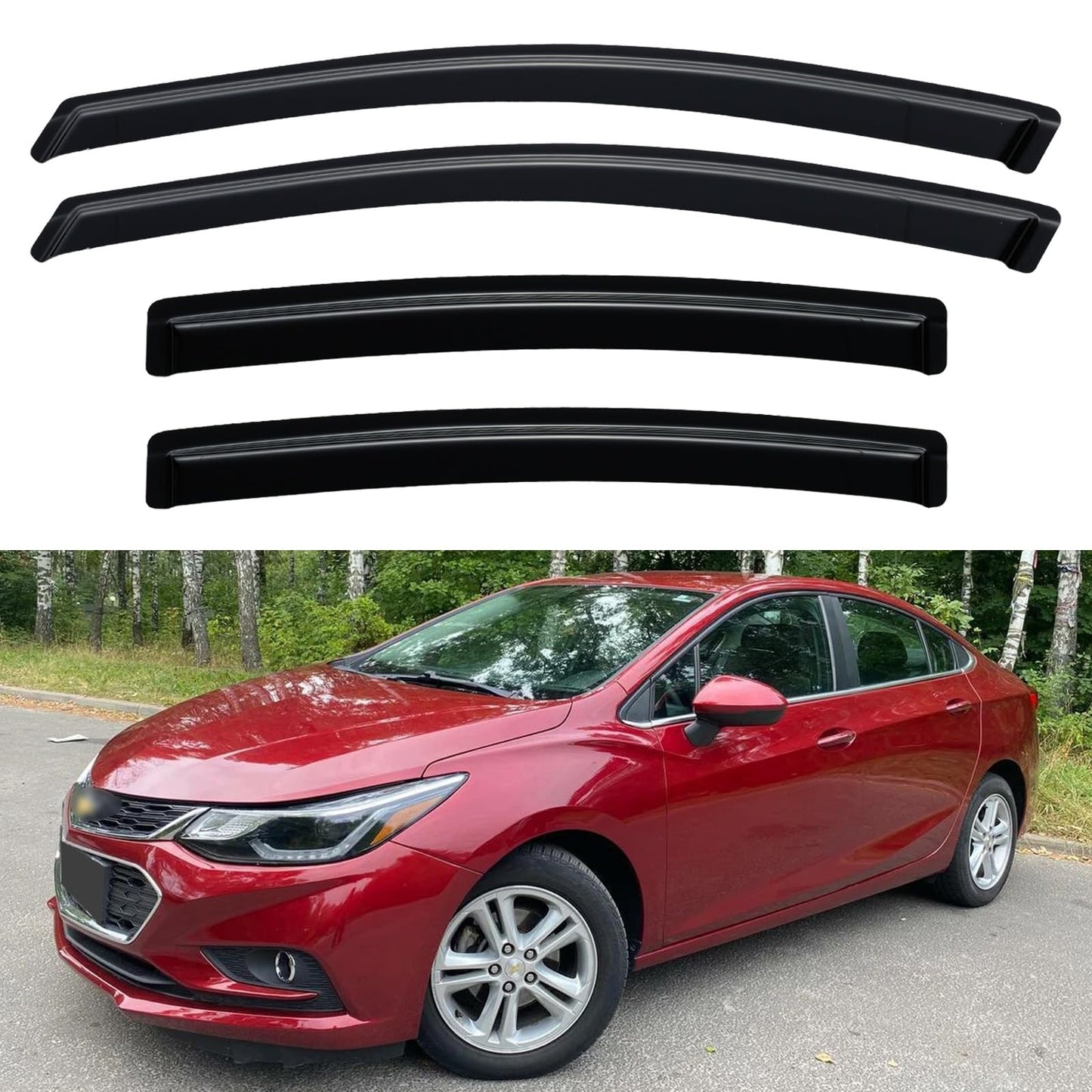 Window Visors Rain Guards for 2015-2026 Ford F150 SuperCrew & 2017-2026 F-150 Raptor F250 F350 F450 F550 Super Duty Crew Cab, Out-Channel Window Vent Deflectors Visors Shades Protectors
