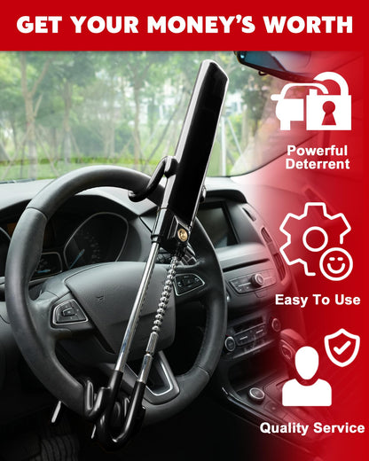 Tevlaphee Steering Wheel Lock Anti-Theft Car Device Heavy Duty Security Car Lock Antitheft Locking Devices Great Deterrent Adjustable Car Wheel Lock Anti Theft for Vehicle Truck with 3 Keys(Yellow)