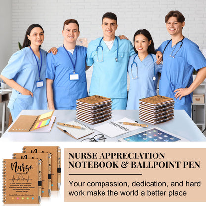 Skyygemm 48 Sets Nurse Appreciation Gifts Bulk 2026 Thank You Gift Notebook with Sticky Notepad Index Tabs with Bamboo Ballpoint Bulk for Nurse Week Medical Graduation Party