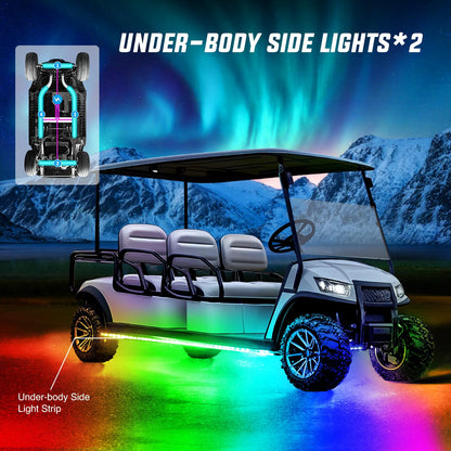 Nilight 6PCS Golf Cart Underbody Light Kit with Canopy Lights Dream Color Multi-Mode Neon Accent Lighting APP Remote Control Sound Active Music Sync IP67 Waterproof 12V-66V for EZGO Yamaha Club Car