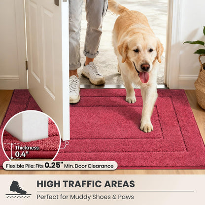 PURRUGS Dirt Trapping Door Mat 32" x 70", Non-Slip/Skid Machine Washable Entryway Rug, Dog Doormat, Super Absorbent Welcome Mat for Muddy Wet Shoes and Paws, Grayish Brown