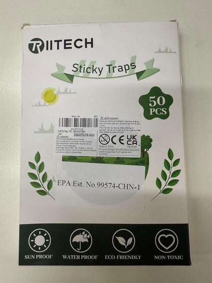 Fruchtfliegenfallen, TRIITECH 50er Pack Gelbtafeln, Pflanzenfliegenaufkleber, Klebefallen für Innen- und Außenbereiche