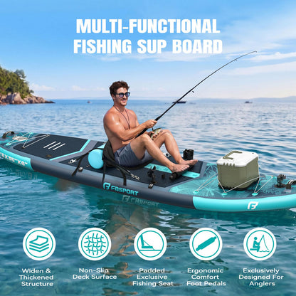FBSPORT 11' Premium Stand Up Paddle Board, Yoga Board with SUP Accessories & Carry Bag | Wide Stance, Surf Control, Non-Slip Deck, Leash, Paddle and Pump for Youth & Adult
