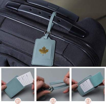 4 Pack Luggage Tag, Anyos PU Leather Travel Bag Labels Suitcase Baggage Tags with Name ID Card Privacy Protection