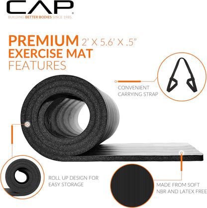 CAP Barbell Yogamatte mit hoher Dichte, 1,27 cm, mit Tragegurt | Mehrere Optionen