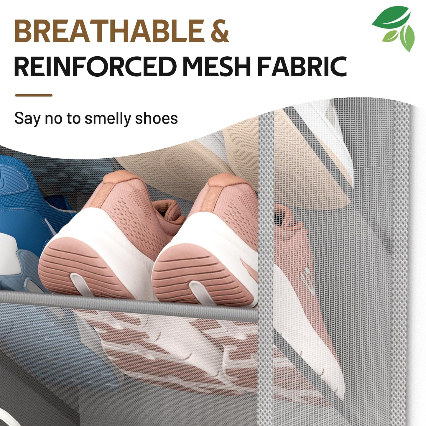 MISSLO 30 Pairs Over the Door Shoe Organizer Breathable Mesh Hanging Shoe Rack for Closet Storage with Wide Deep Pockets 10 Tier Shoes Holder Fit All the Family's Sneakers, Boots, Heels (White, 71")