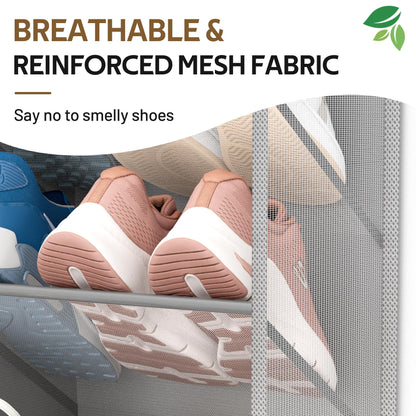 MISSLO 30 Pairs Over the Door Shoe Organizer Breathable Mesh Hanging Shoe Rack for Closet Storage with Wide Deep Pockets 10 Tier Shoes Holder Fit All the Family's Sneakers, Boots, Heels (White, 71")