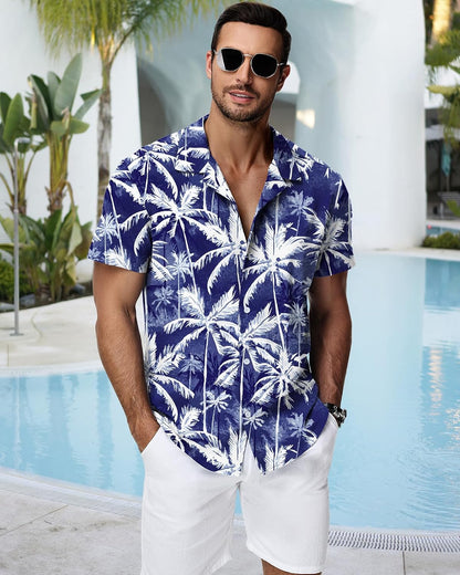 HMIYA Herren Hawaiihemden Kurzarm Button-Up Hemd Herren S-3XL