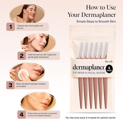 Kitsch Dermaplaning-Rasierer für Damen & Herren – Gesichtsrasierer, Augenbrauenrasierer & Gesichtshaarentferner – Peeling-Gesichtsrasierer & Hautpflege-Tool für glattere Haut – Terracotta, 12 Stück