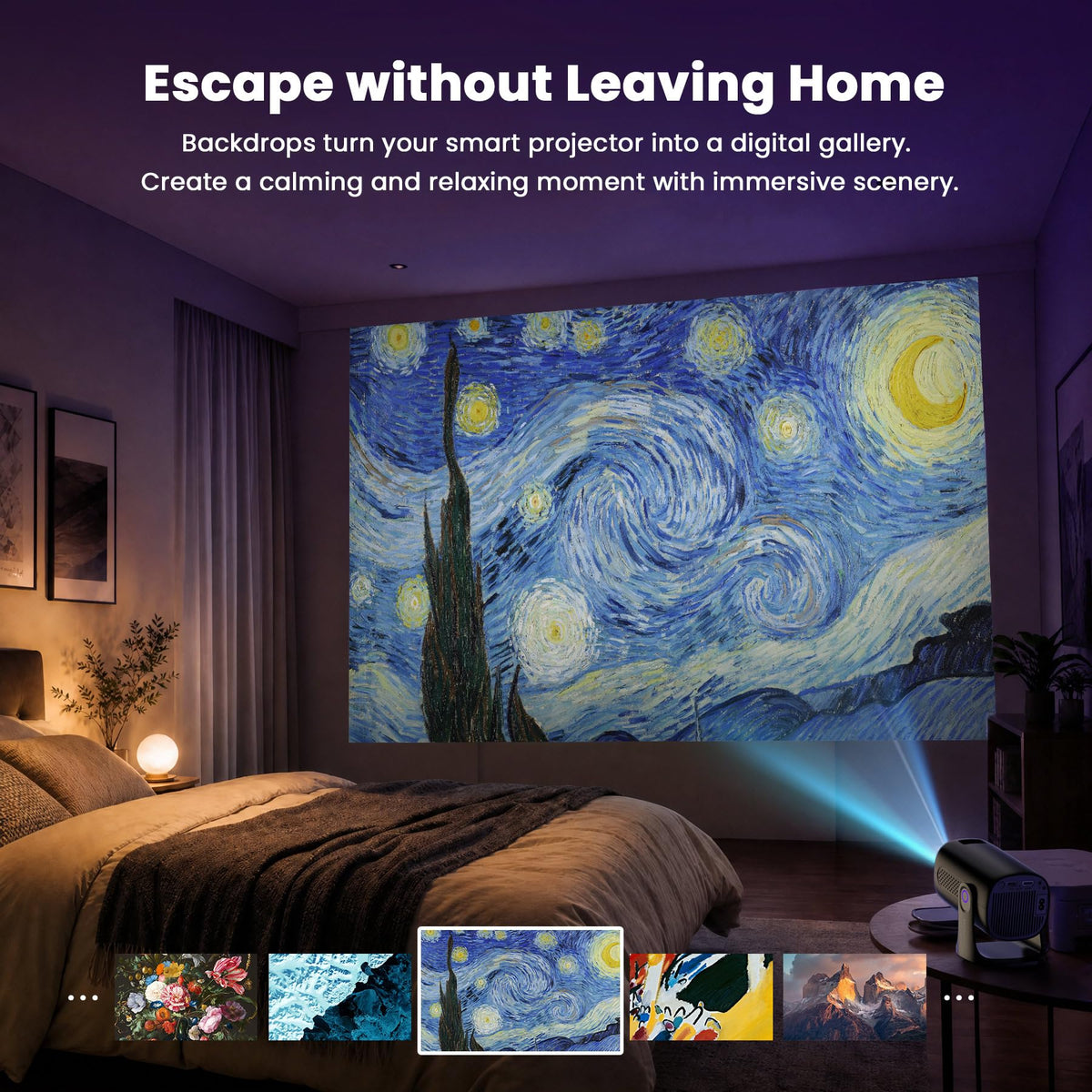 HAPPRUN Roku TV Smart Mini Projector with WiFi and Bluetooth for Portable