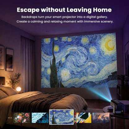 HAPPRUN Roku TV Smart Mini Projector with WiFi and Bluetooth for Portable