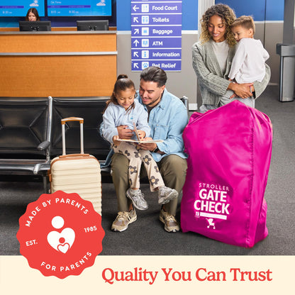 J.L. Childress Gate Check Bag for Single & Some Double Strollers - Travel Bag for Airplane, Fits Most Standard Baby Strollers, Airport Accessories Gate Check, Flying Essentials - Neon Blue
