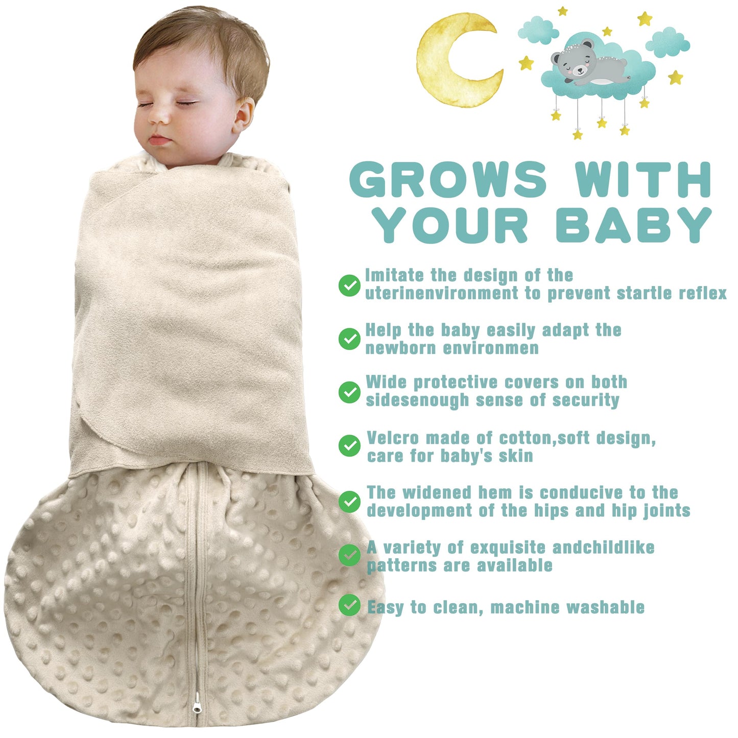 BSTOPPT Fleece Newborn Sleep Sack Baby Swaddle,3-Way Adjustable Wearable Blanket,2 Pack Fleece Swaddling sleeping bag TOG 2.0， (Blue&Green, 0-3 Months)