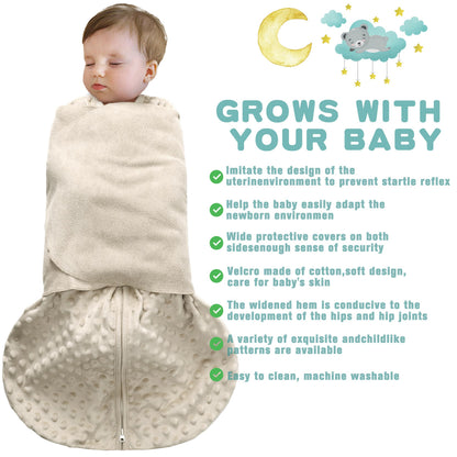 BSTOPPT Fleece Newborn Sleep Sack Baby Swaddle,3-Way Adjustable Wearable Blanket,2 Pack Fleece Swaddling sleeping bag TOG 2.0， (Blue&Green, 0-3 Months)