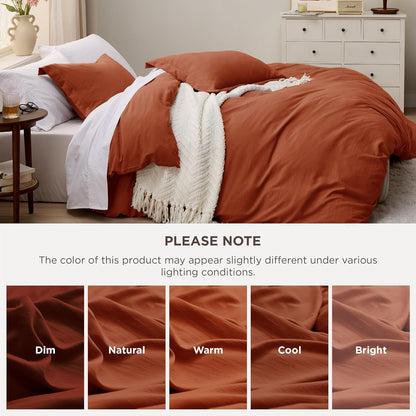 Funda nórdica blanca Bedsure, tamaño Queen, 3 piezas, aspecto de algodón prelavado, juego de cama extrasuave, incluye 1 funda nórdica de 228 x 228 cm con cierre de cremallera y 2 fundas de almohada, edredón no incluido