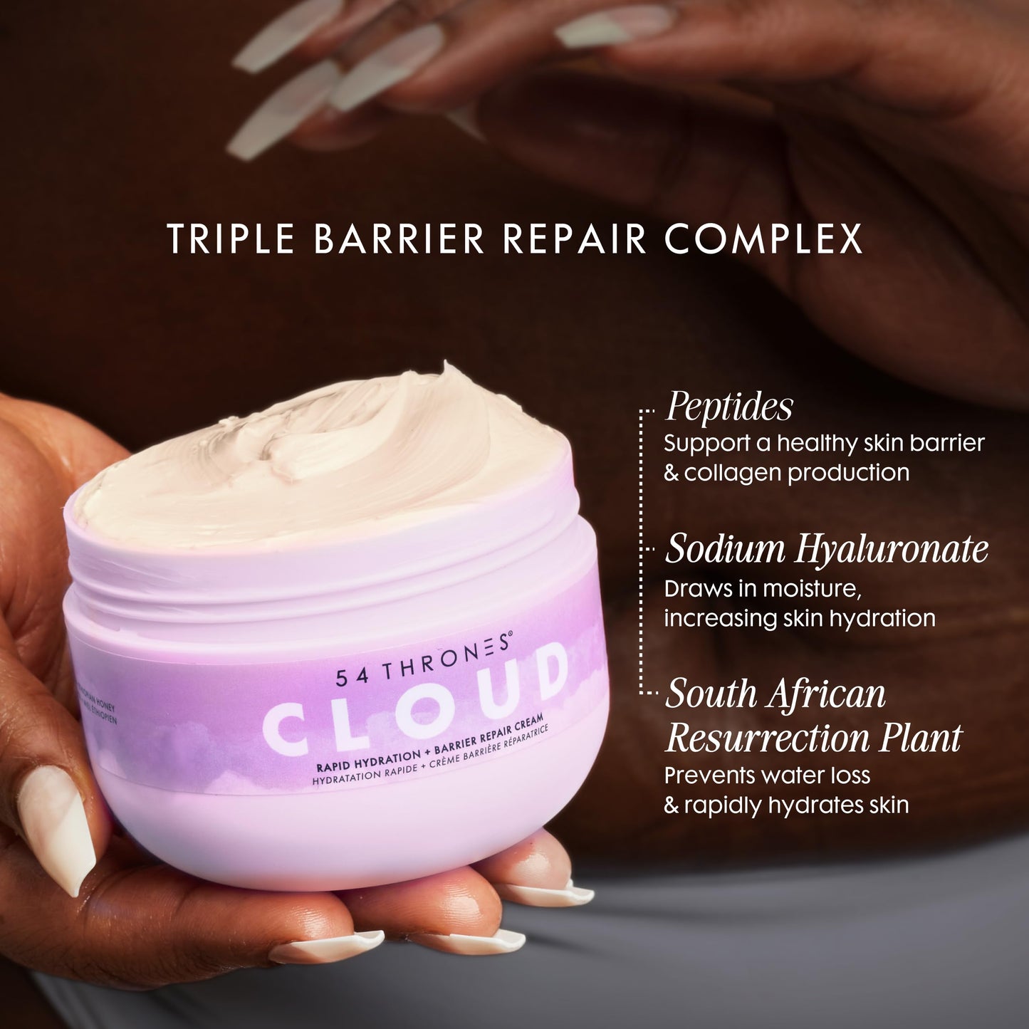 54 Thrones Daily Moisturizing Body Cream Lotion, Barrier Repair Cloud Cream, African Shea Butter Skin Care, Ugandan Vanilla & Ethiopian Honey