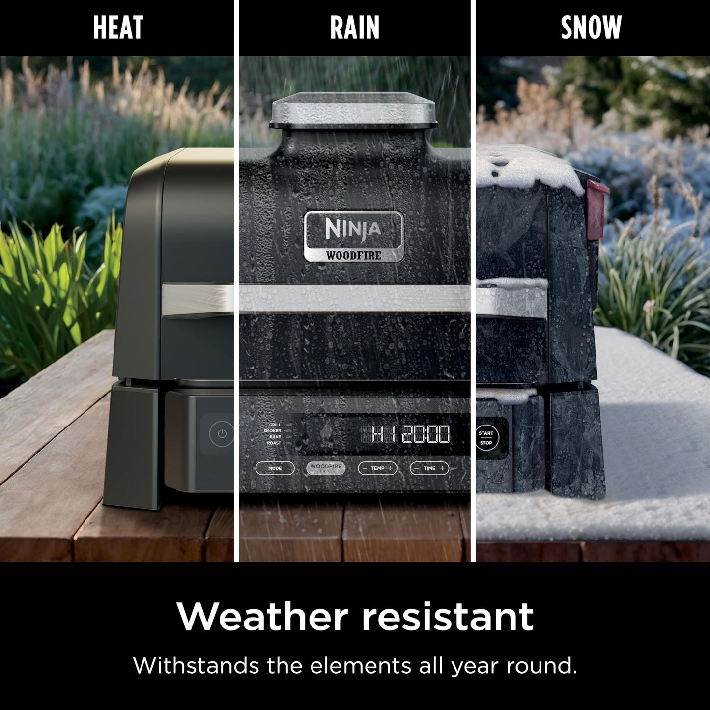 Ninja Woodfire Outdoor Grill & Smoker, 6-in-1 Functionality, Grill, Smoke, Bake, Roast, Air Fry, Broil, Authentic Woodfire Flavors, Electric Heat, OG321