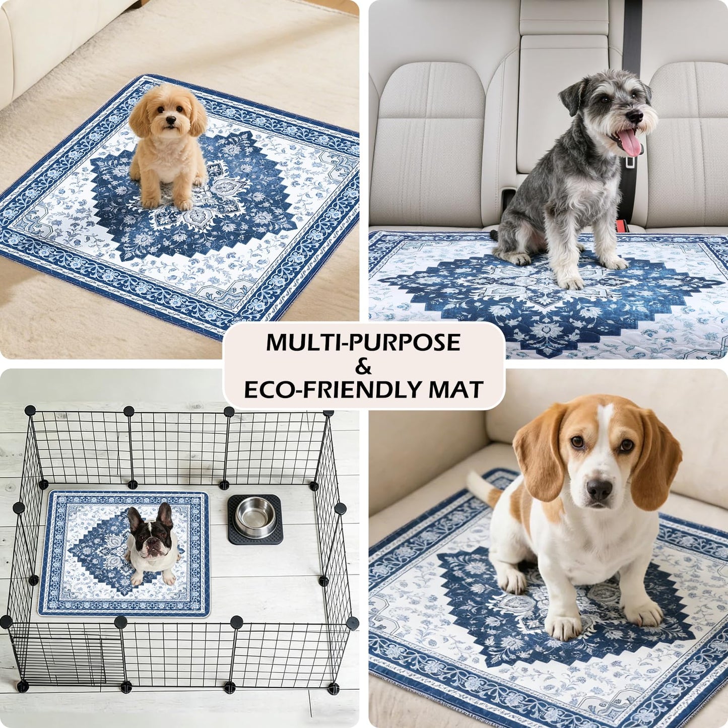 INVENHO Washable Pee Pads for Dogs 72"x72" Reusable Dog Pads Extra Large Upgrade Non-Slip Dog Pee Pads Heavy Absorbency Puppy Pee Pads Quick Dry Whelping Pads/Waterproof Puppy Training Pad