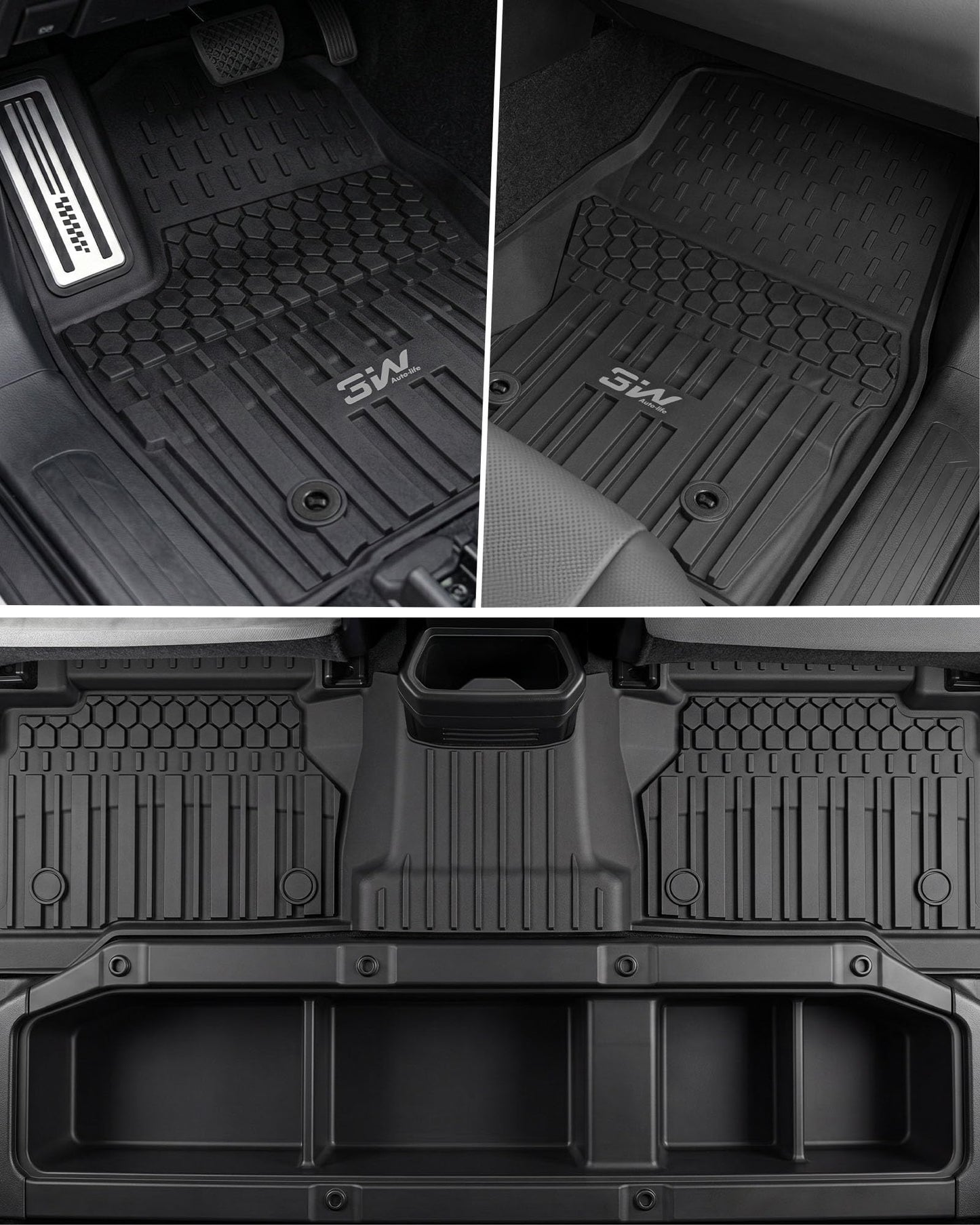 3W Floor Mats for Toyota Tacoma 2024 2025 2026 Double Cab Auto Tran(Not Fit Hybrid & XtraCab), TPE All Weather Custom Fit Floor Liner for Tacoma TRD/SR/SR5/limited Car Liners.