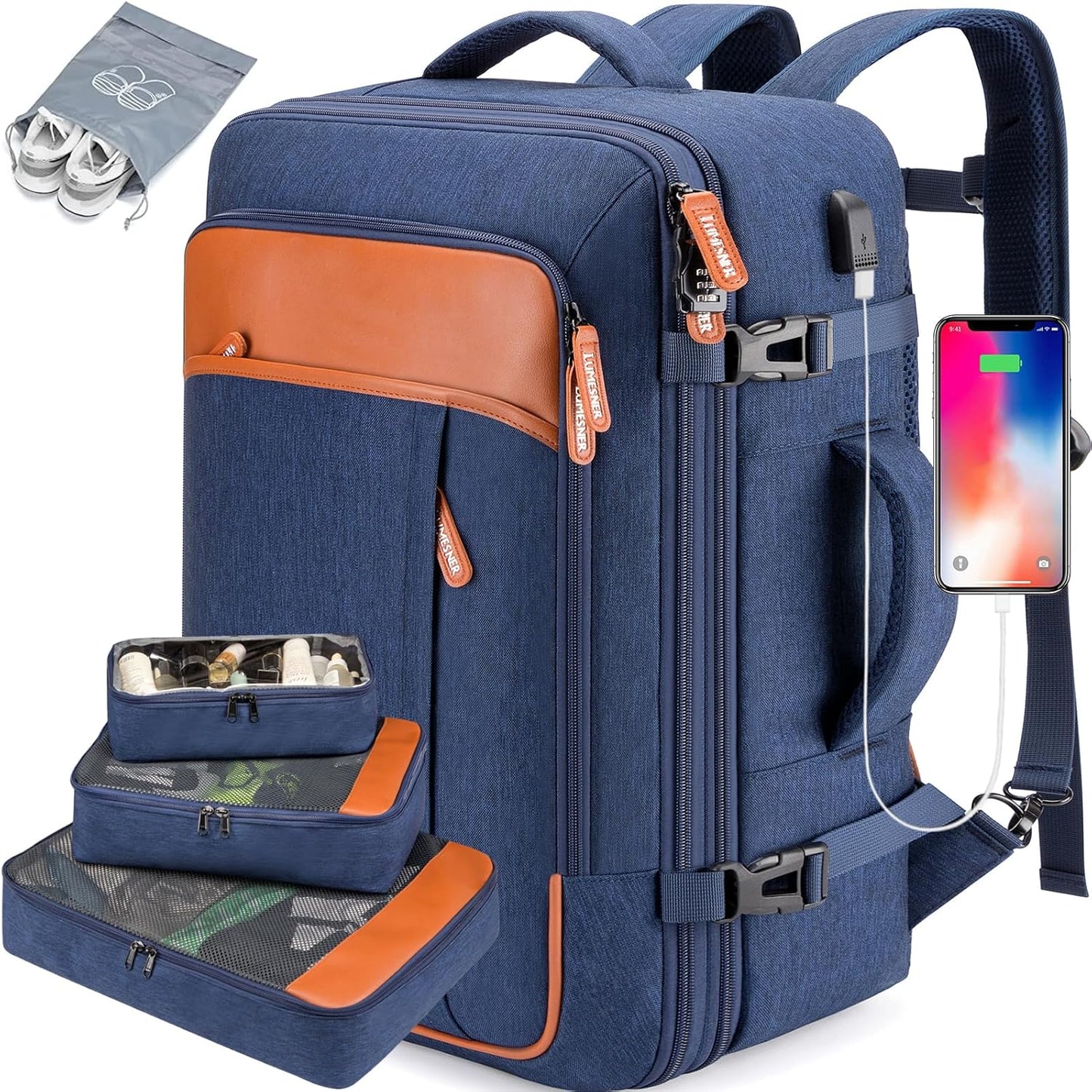 X-LargeBlue(backpack With 3 Packing Cubes)