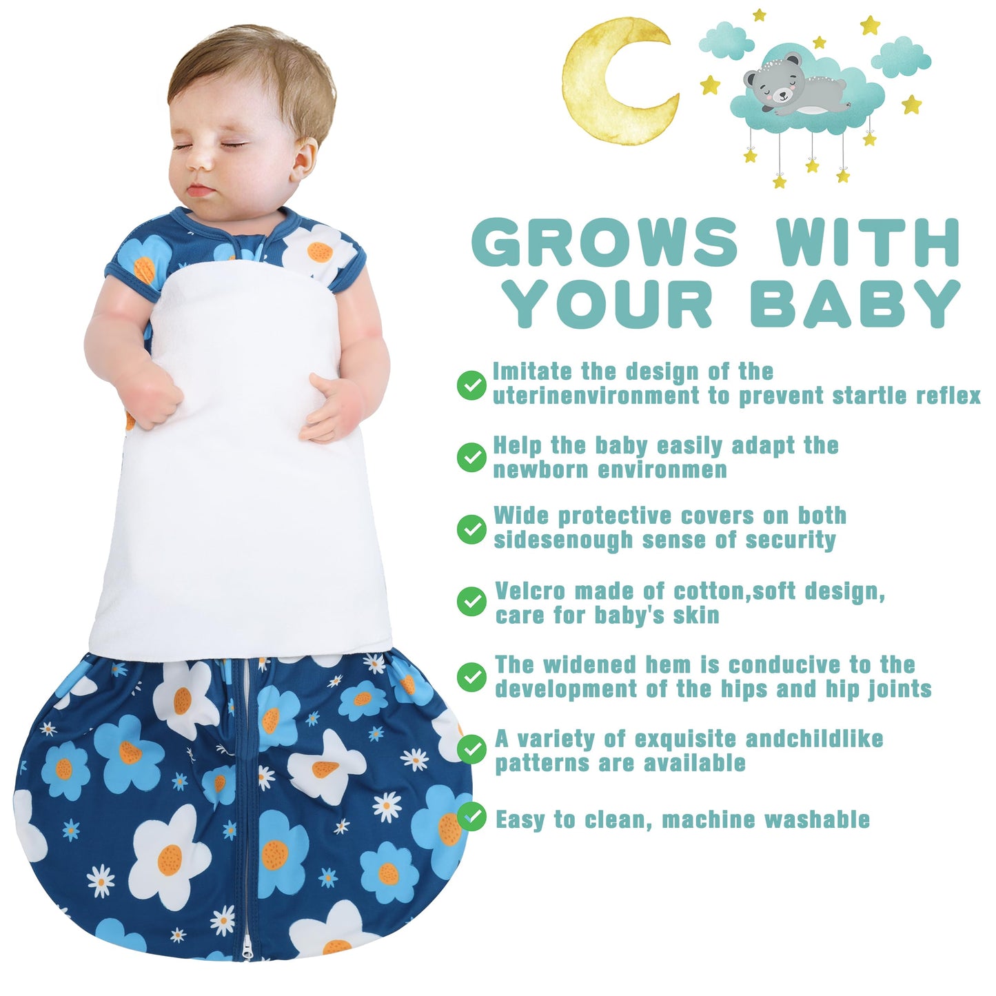 BSTOPPT Fleece Newborn Sleep Sack Baby Swaddle,3-Way Adjustable Wearable Blanket,2 Pack Fleece Swaddling sleeping bag TOG 2.0， (Blue&Green, 0-3 Months)