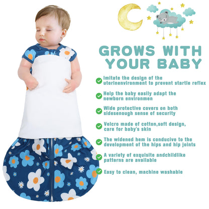 BSTOPPT Fleece Newborn Sleep Sack Baby Swaddle,3-Way Adjustable Wearable Blanket,2 Pack Fleece Swaddling sleeping bag TOG 2.0， (Blue&Green, 0-3 Months)