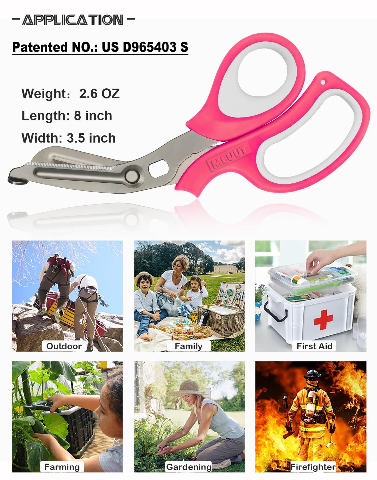 MEUUT 2 Pack Medical Scissors Trauma Shears for Left and Right Hand -Patented Bandage Scissors All Purpose with Non-Stick Blades, Surgical Grade Shears Stainless Steel EMT Scissors for Nurses EMT