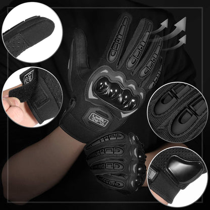 COFIT Motorradhandschuhe für Damen und Herren, Full-Finger Touchscreen Motorradhandschuhe für BMX ATV MTB Fahren, Straßenrennen, Radfahren, Klettern, Motocross – Schwarz L
