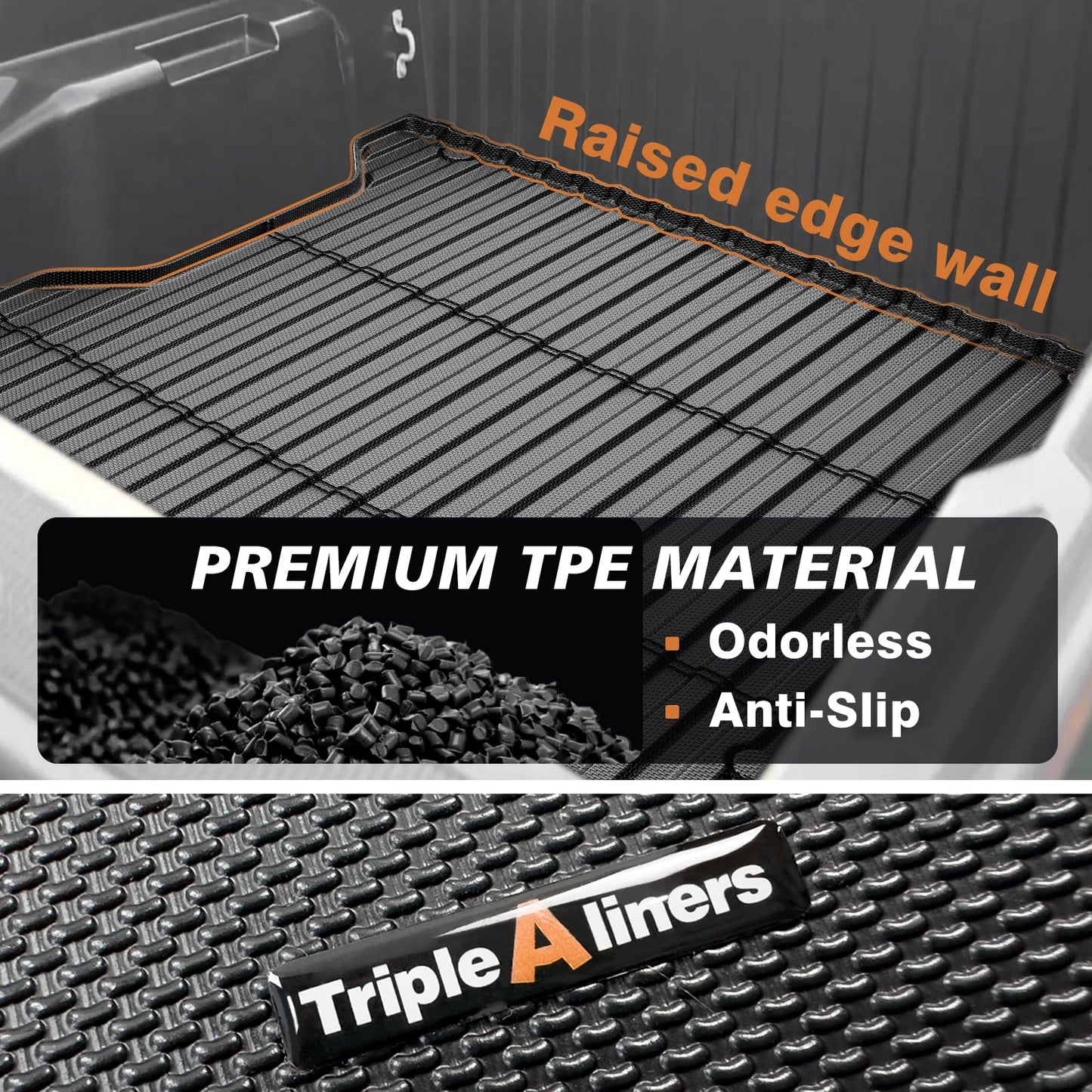 TripleAliners Truck Mat Compatible with 2019-2026 Chevy Silverado 1500 / GMC Sierra 1500 6.6FT Accessories, Truck Bed Mat Heavy Duty Custom Fit All Weather Protection TPE Pickup Liner, Standard Bed