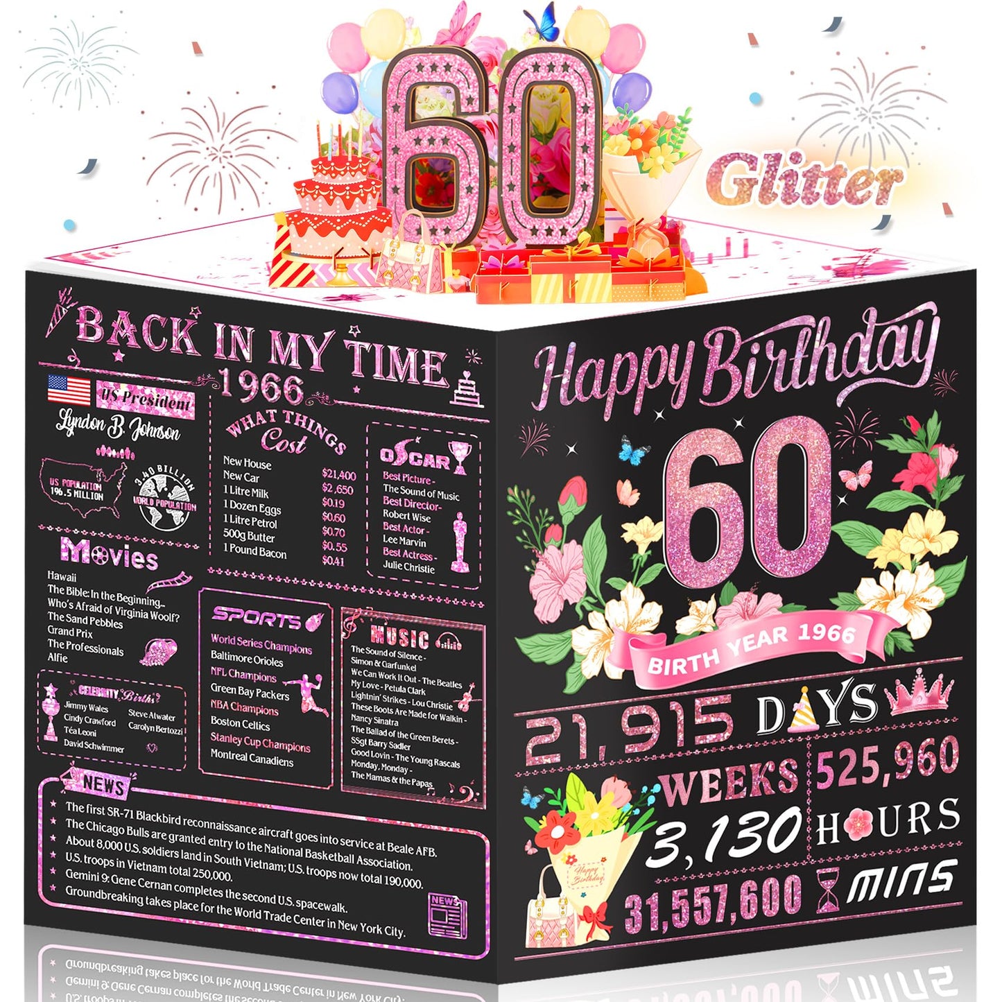 21st Birthday Card,3D Pop Up Funny 21st Birthday Decorations for Girls Granddaughter Sister,Happy 21 Year Old Birthday Gift for Daughter,Great 21Year Old Gifts Idea for Her,Jumbo Rose Glod In 2005