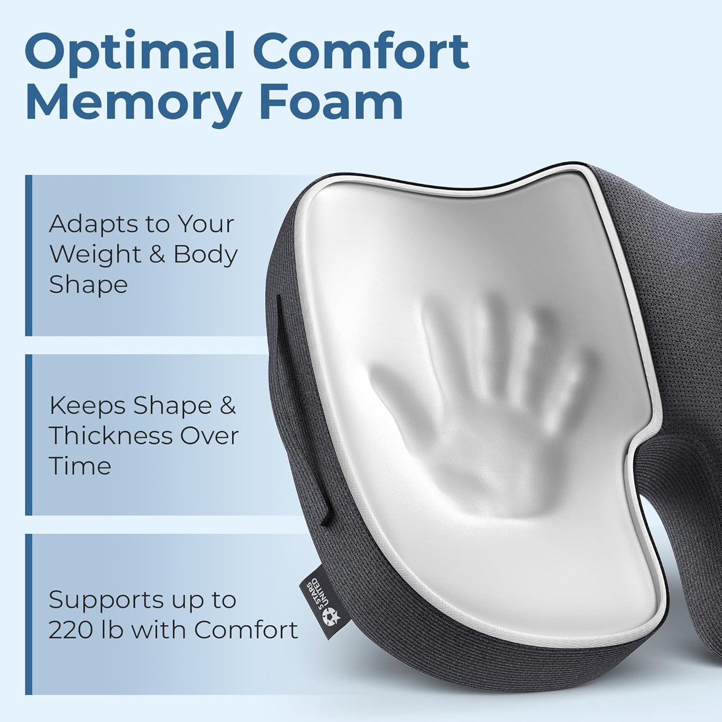 5 STARS UNITED Seat Cushion - Memory Foam Chair Cushion for Tailbone Pain Relief