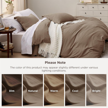 Funda nórdica blanca Bedsure, tamaño Queen, 3 piezas, aspecto de algodón prelavado, juego de cama extrasuave, incluye 1 funda nórdica de 228 x 228 cm con cierre de cremallera y 2 fundas de almohada, edredón no incluido