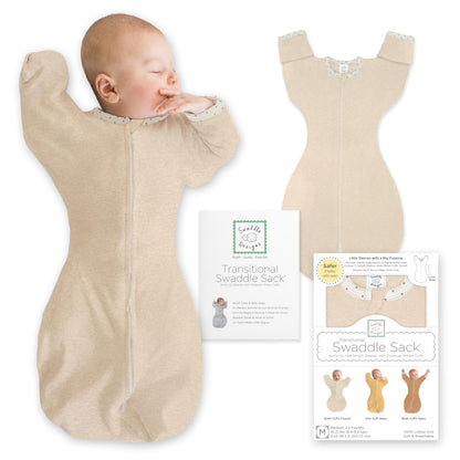 SwaddleDesigns Swaddle Sack with Arms Up Half-Length Sleeves and Mitten Cuffs,