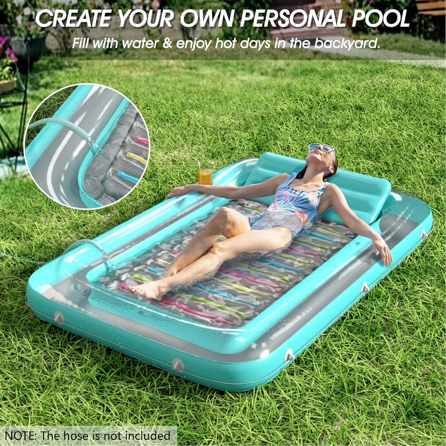 Jasonwell 4-in-1 Inflatable Tanning Pool Lounger Float