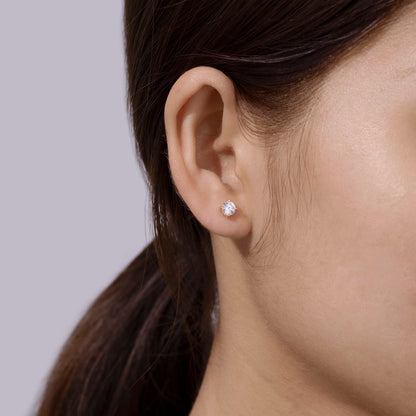 Amazon Essentials Yellow Gold Plated, Platinum or Rose Gold Plated Sterling Silver Infinite Elements Cubic Zirconia Stud Earrings | White, Blue, Green, or Pink Cubic Zirconia