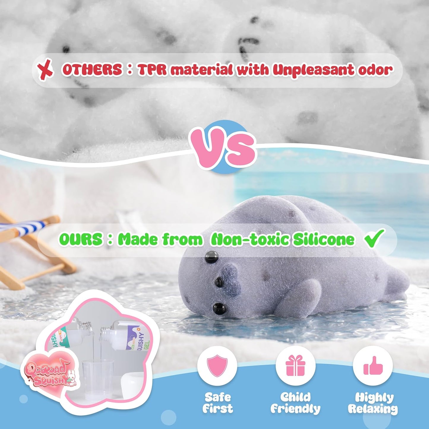 QCROAD SQUISHY Handmade Taba Seal Squishy Stress Relief Toys