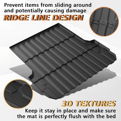 TripleAliners Truck Mat Compatible with 2019-2026 Chevy Silverado 1500 / GMC Sierra 1500 6.6FT Accessories, Truck Bed Mat Heavy Duty Custom Fit All Weather Protection TPE Pickup Liner, Standard Bed