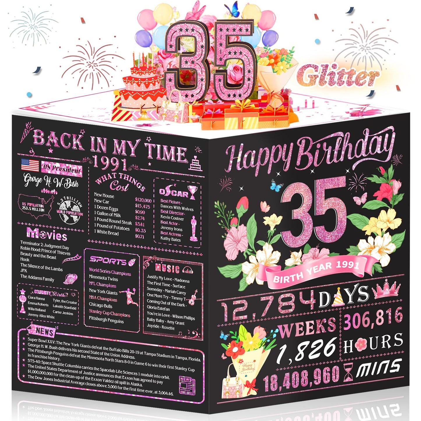 21st Birthday Card,3D Pop Up Funny 21st Birthday Decorations for Girls Granddaughter Sister,Happy 21 Year Old Birthday Gift for Daughter,Great 21Year Old Gifts Idea for Her,Jumbo Rose Glod In 2005