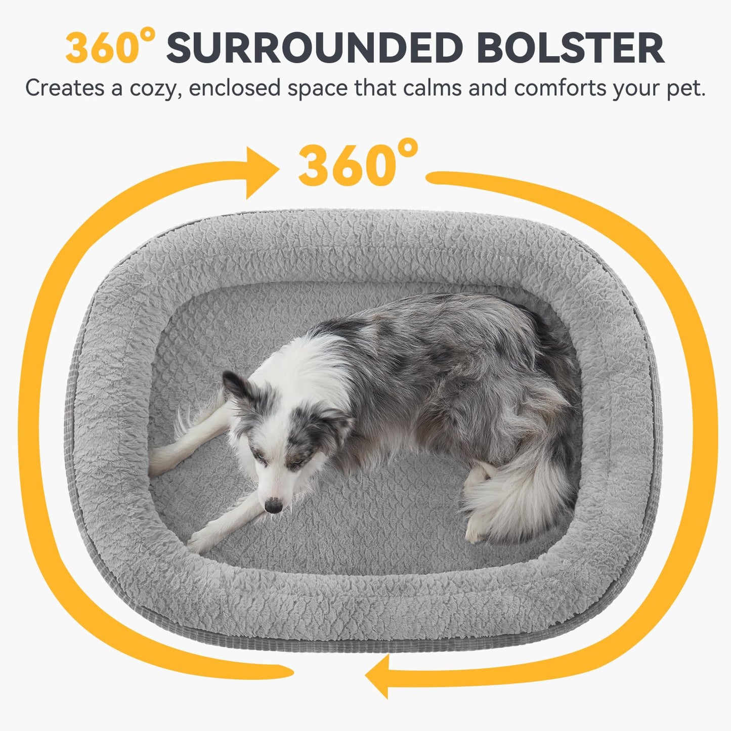 JOEJOY Orthopedic Dog Beds Large Sized Dog, XL Egg-Crate Memory Foam Pet Couch Bed with Bolster Sides, Waterproof Lining, Removable Washable Cover & Non-Slip Bottom, Brown