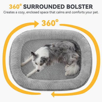 JOEJOY Orthopedic Dog Beds Large Sized Dog, XL Egg-Crate Memory Foam Pet Couch Bed with Bolster Sides, Waterproof Lining, Removable Washable Cover & Non-Slip Bottom, Brown