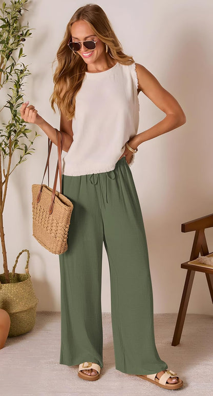 AISEW Women's Cotton Linen Palazzo Pants: The Ultimate Lounge Wear